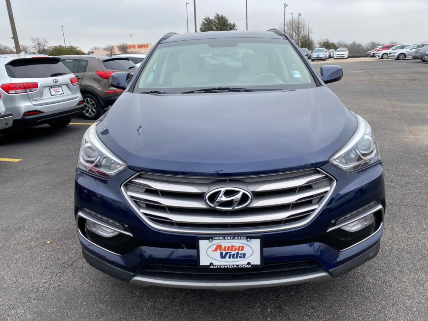 2017 BLUE Hyundai Santa Fe Sport 2.4 FWD (5XYZU3LB6HG) with an 2.4L L4 DOHC 16V engine, 6A transmission, located at 420 I-35E, Lancaster, TX, 75146, (469) 297-4144, 32.593929, -96.823685 - Photo#1